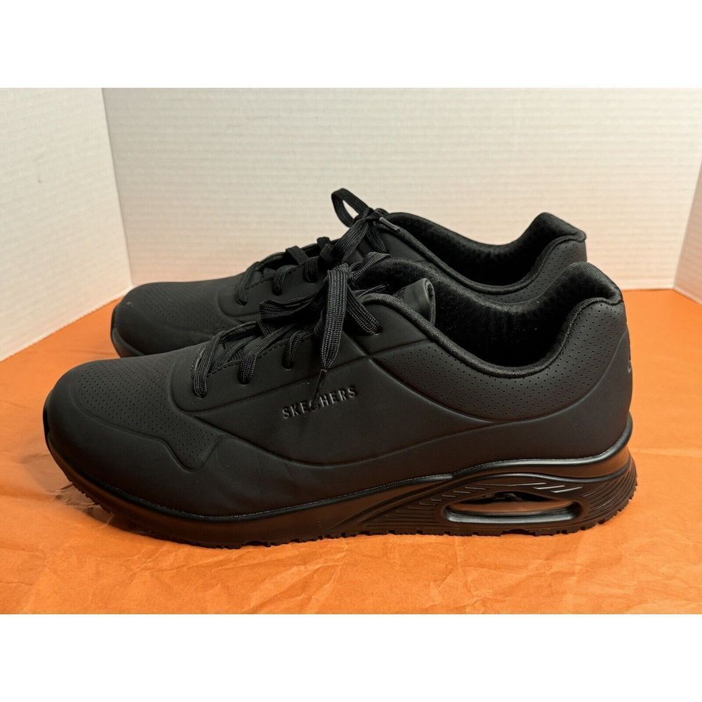 Skechers men's Work Relaxed Fit Uno Sr Black Lace up Sneakers Size 13